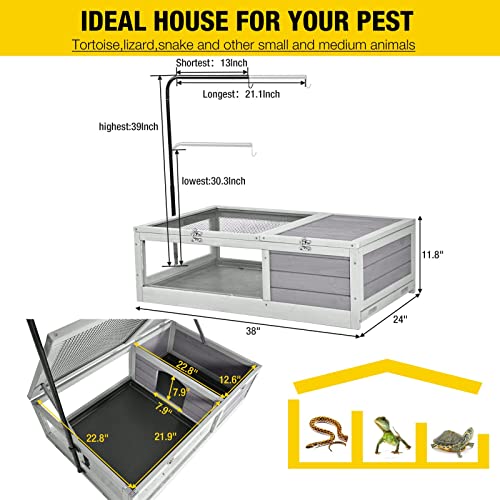 Aivituvin Tortoise House Wooden Tortoise Enclosures, Indoor Tortoise Habitat Outdoor Reptile Cage -Upgrade Version