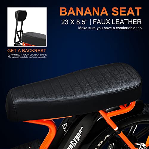 ADDMOTOR Motan Ebike Moped-Style 20'' Fat Tire Electric Bike, 105 MI, 750W Motor, 48V/20Ah Battery, M-66 R7 Step Thru Snow Mountain Electric Bicycle with Long Banana Seat