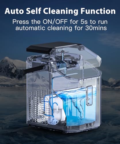 Joy Pebble Nugget Ice Maker, 10,000pcs/33lbs/Day, Portable Handheld Nugget Ice Maker Machine with Handle, Ice Makers Countertop Self-Cleaning, Ice Scoop and Basket