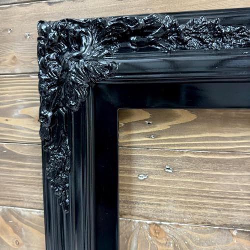 TV frame for Samsung The Frame TV, fits 32, 43, and 50 inch TVS. Glossy Black Finish (not for use with other models). Handmade wood ornate TV Frame.