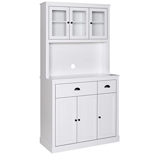 VEIKOU 71" Kitchen Pantry Buffet with Hutch, 2 Drawers, 6 Doors
