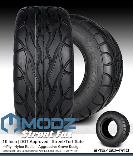 MODZ® Street Fox 20x10-R10 Radial DOT Golf Cart Tire Street Low Profile (4-Ply) - Set of Four
