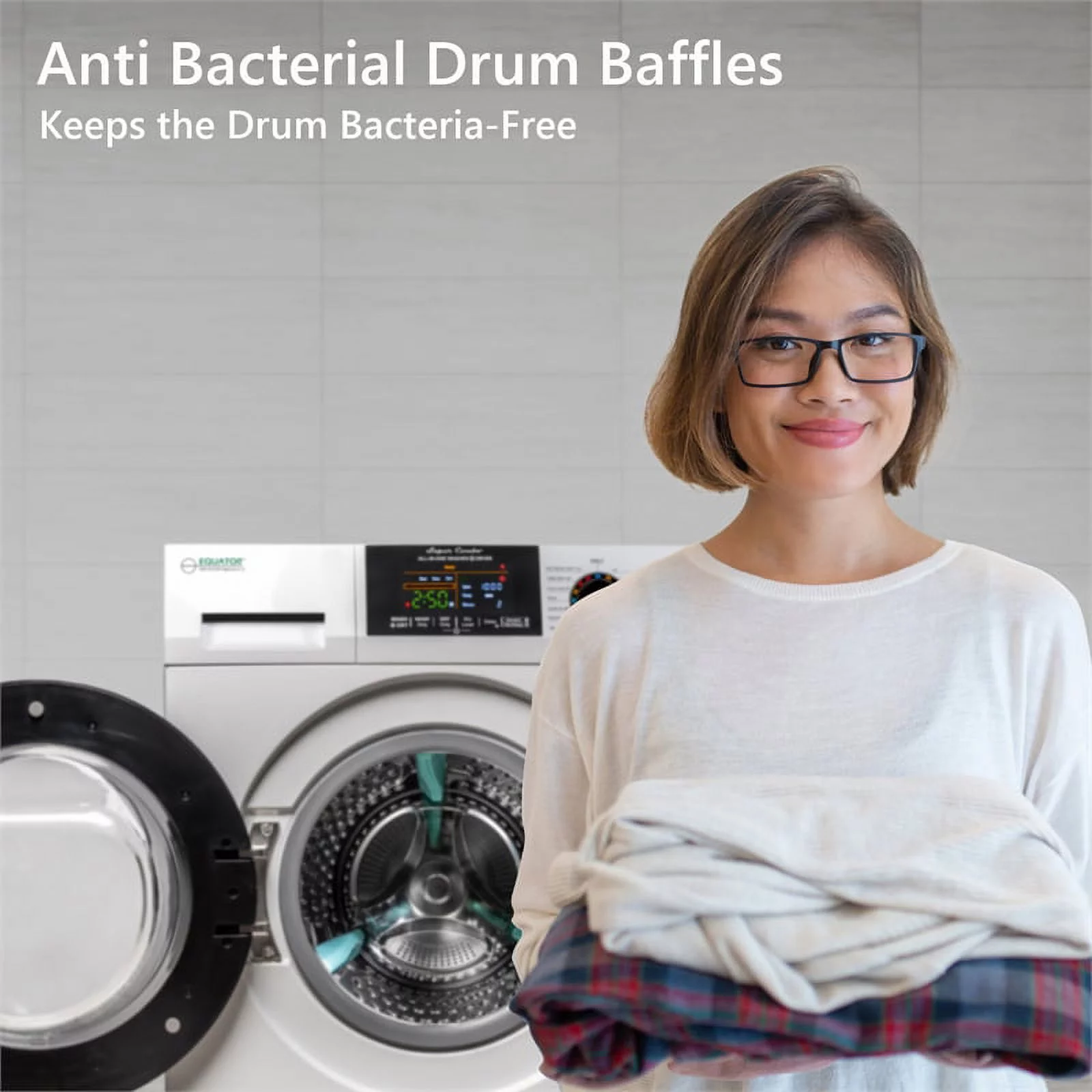 Space-saving Stackable Washer and Dryer set with Sanitize, Allergen, Quiet, Winterize and Short Dryer with Digital Cont.