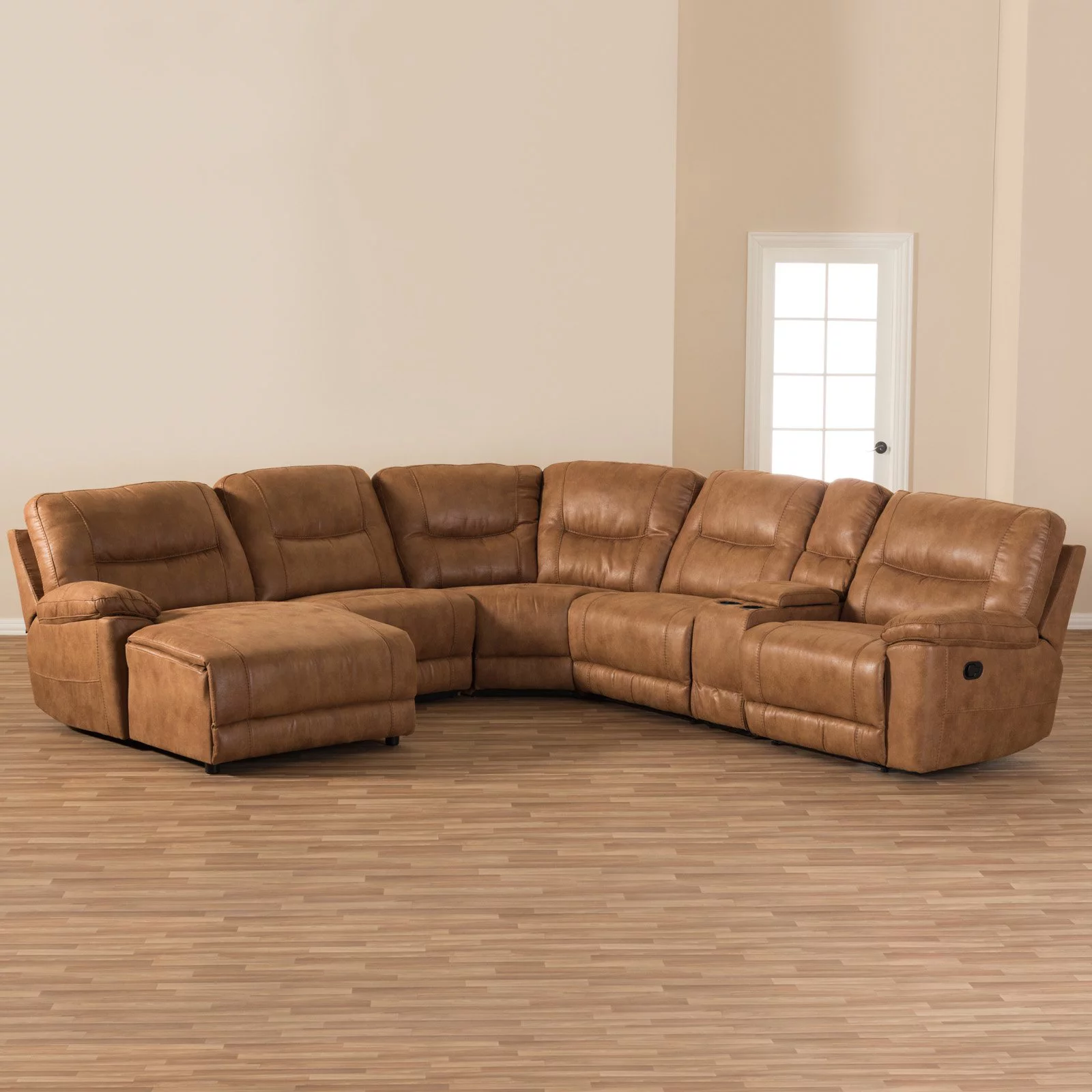 Mistral 6 Piece Reclining Sectional in Light Brown