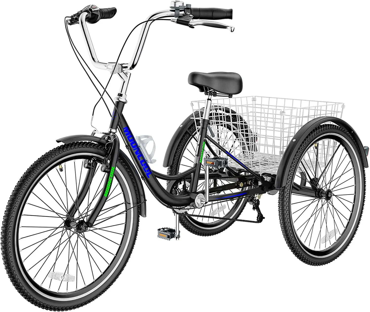 FICISOG 26 Adult Tricycle, 3 Wheel 7 Speed Bikes,450lbs Capacity Cruise Trike with Shopping Basket
