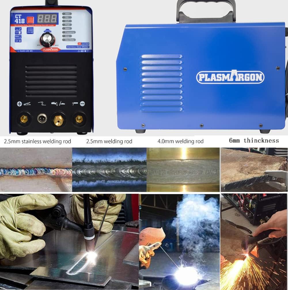 Plasma Cutter TIG Welder (Pulse) Stick Welder - CT418 3 in 1 Combo Welding Machine, 180A Pulse TIG/Arc Welding, 40A Plasma Cutting, 110/220V Dual Voltage Digital Display Portable Welder Machine
