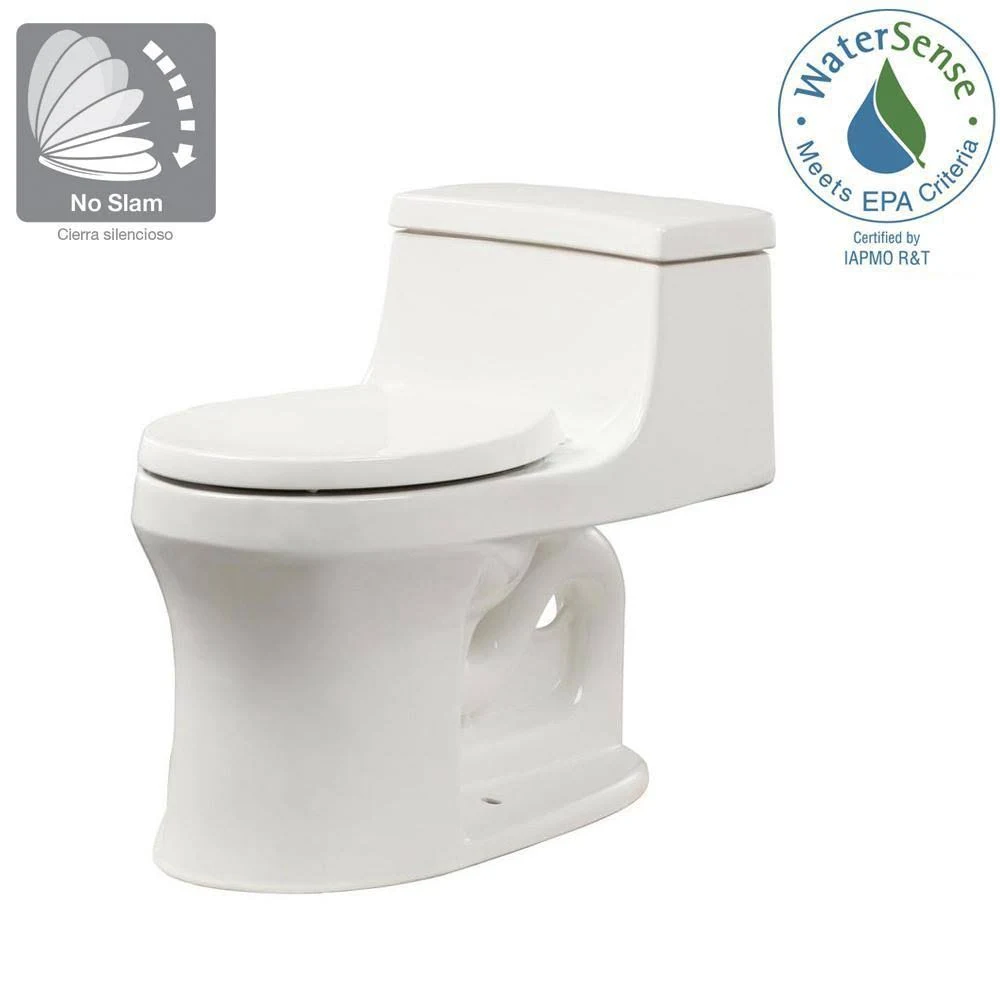 Kohler K-4007-0 San Souci One-Piece Round-Front 1.28 GPF Toilet with AquaPiston Flushing Technology White
