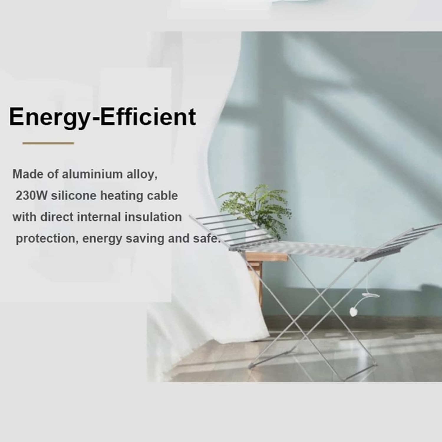 Portable Heated Clothes Drying Rack, Electric Heated Clothes Airer Dryer Rack with 18 Heated Bars, Folding Airer Wet Laundry Drying Horse Rack, 230W Energy-Efficient Clothes Dryer