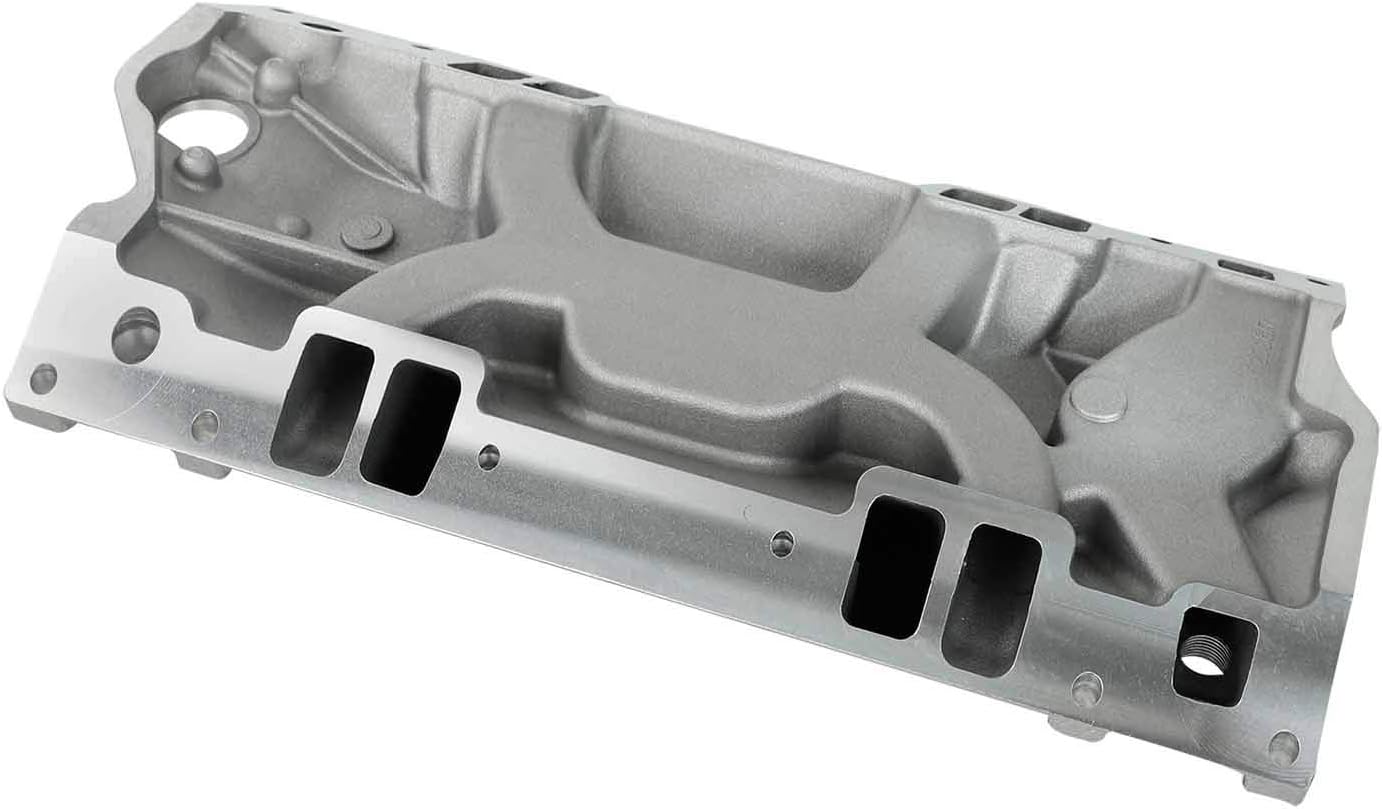 TYFYB Dual Plane Satin Aluminum Intake Manifold For SBC Chevy Vortec 350 Heads idle to 5500 RPM Power Range