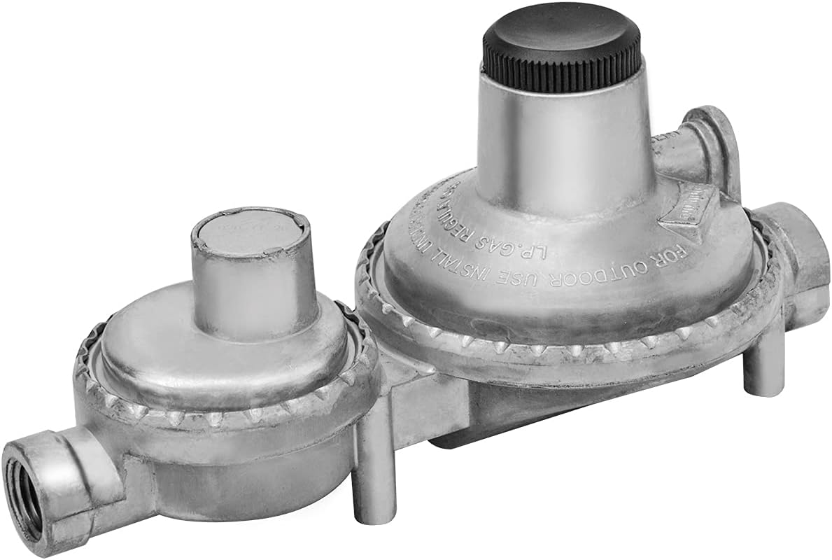 only fire Vertical Two Stage Propane Regulator for Propane Tank, 1/4" Female NPT Inlet and 3/8" Female NPT Outlet