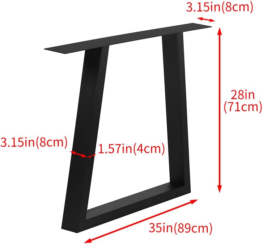 Metal Table Legs Cast Iron Dining Table Legs,Industrial Black Bench Legs Desk Legs,Rustic Heavy Duty DIY Furniture Legs,Square Tube Coffee Table Legs 2 PCS(28�� Height 35�� Wide)