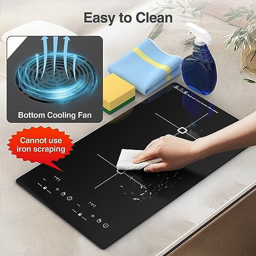 VBGK Induction Cooktop, Induction Stove Top with Large LCD Sensor Touch, Induction Hot Plate with 9 Temperature Levels, Child Safety Lock & Timer