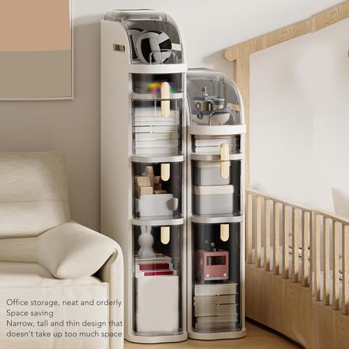 Narrow Bathroom Floor Storage Cabinet,Small Spaces Gaps Cabinet Clear Drawers,Tall Slim Seam Cabinet Vertical Storage Unit for Bathroom Kitchen Small Kitchen Laundry Living Room Toilet Gap(B)
