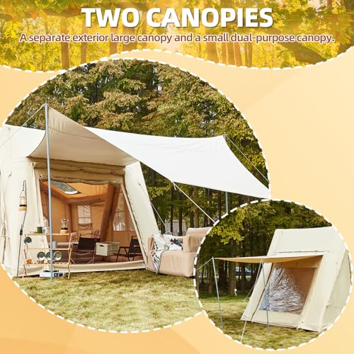 YOLENY Inflatable Tents for Camping, 4/6/8/10/12 Person Tent with TPU Skylight, Mesh Windows, Stove Jack & Pump, Easy Setup 4 Season Glamping Tent, Waterproof & Windproof