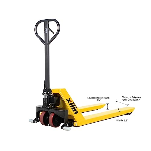 Xilin Manual Pallet Jack High Lift Hand Pallet Truck 2200lbs Capacity 3.3" Lowered 45" Lx21“W 31.5 Lift Height Suitable for EU Pallets JF-520