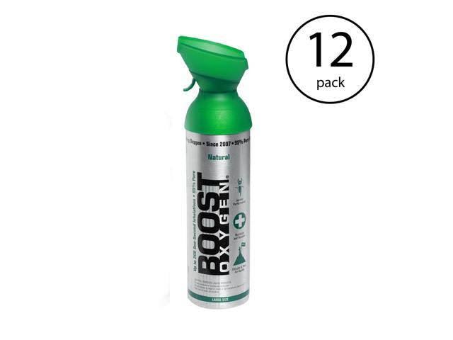Boost Oxygen Natural Portable 10 Liter Pure Canned Oxygen Canister (12 Pack)