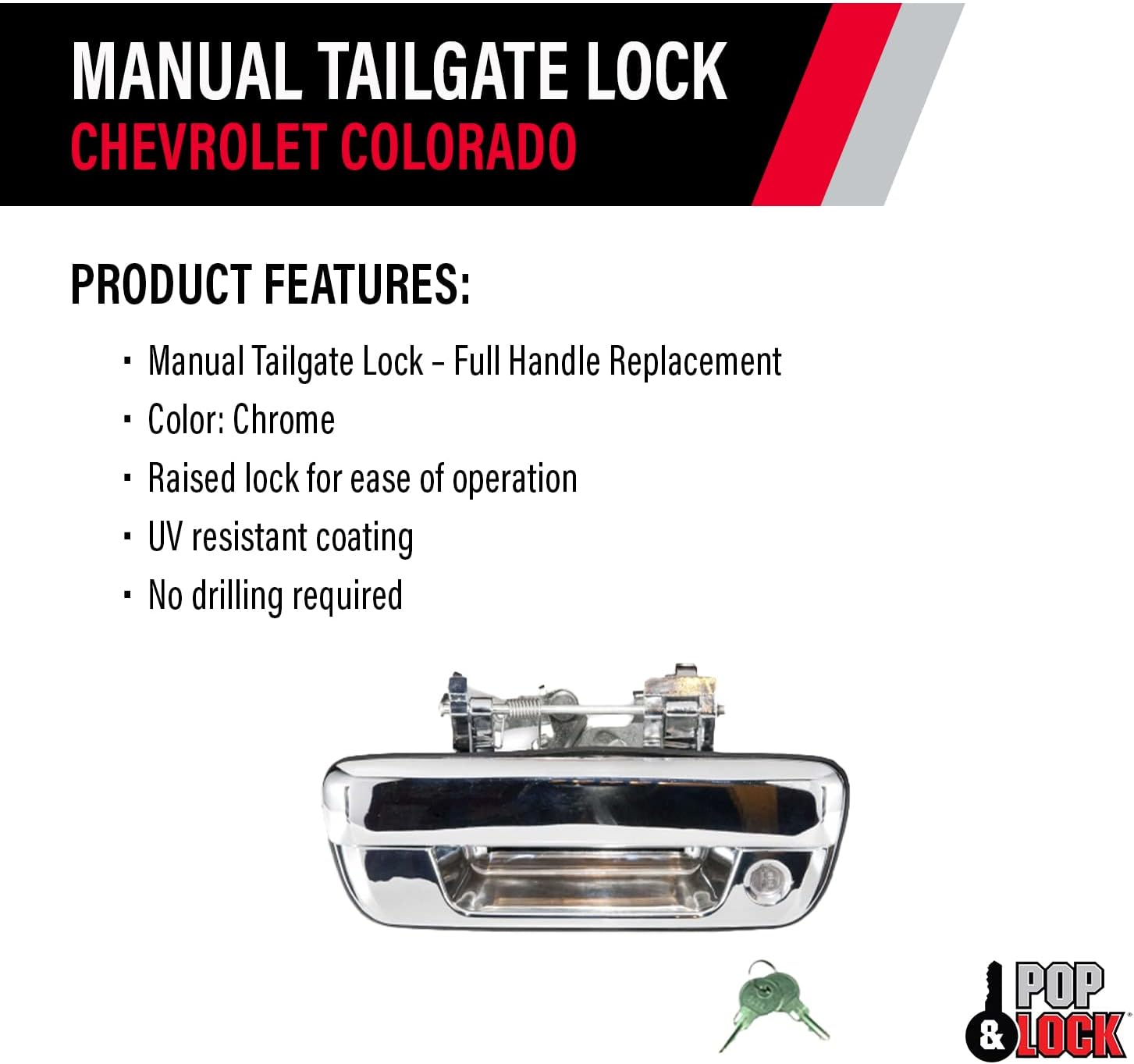 POP & LOCK PL1700C Tailgate Lock for Chevy Colorado and GMC Canyon - Chrome