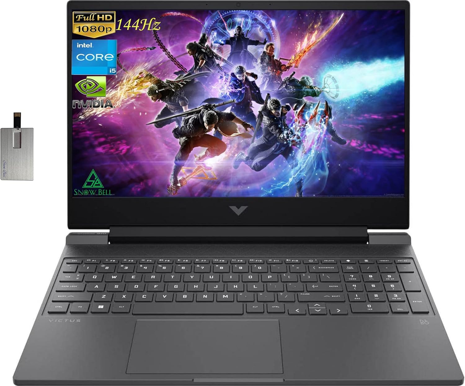 HP Victus 15.6" FHD 144Hz Gaming Laptop, Intel 12th Core i5-12450H, 32GB RAM, 2TB PCIe SSD, NVIDIA GeForce GTX 1650 Graphics, Backlit Keyboard, Win 11 Pro, Mica Silver, 32GB Hotface USB Card