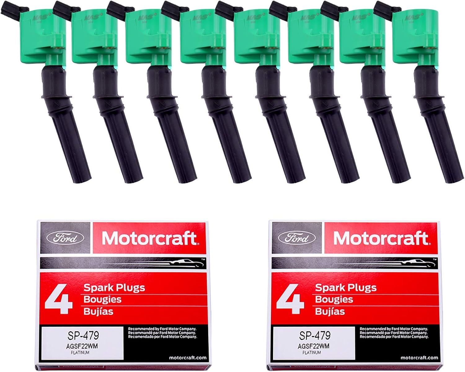MAS Pack of 8 Ignition Coil DG508 and OEM Spark Plug SP479 Compatible with Ford 4.6L 5.4L V8 DG457 DG472 DG491 Crown Victoria Expedition F-150 F-250 Mustang Lincoln Mercury Explorer Pack of 2
