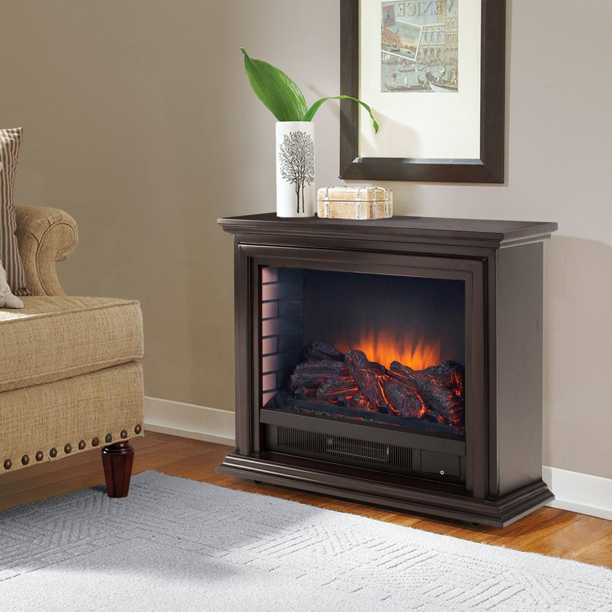 Pleasant Hearth Sheridan Mobile Fireplace - Cherry