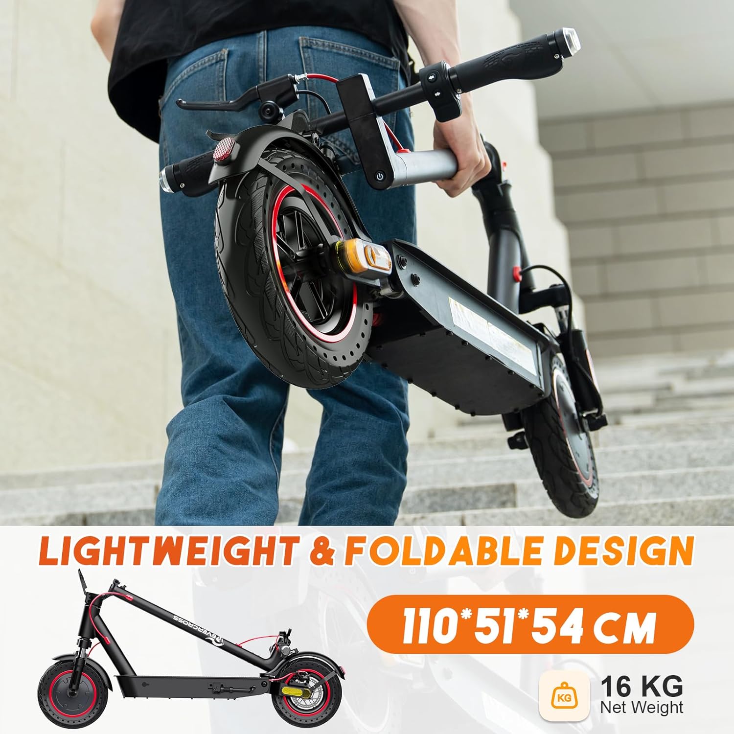 EVERCROSS Electric Scooter - 500W Electric Scooter for Adults with APP Control - Up to 19 MPH & 22 Miles E-Scooter - 10'' Lightweight Folding Electric Scooter - UL2272 Certified
