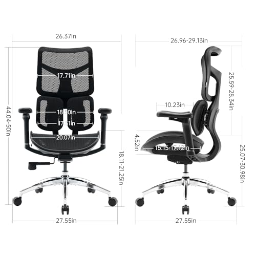 SIHOO Doro S300 Ergonomic Office Chair, Computer Chair, Gaming Chair with Dual Dynamic Lumbar Support, 6D Coordinated Armrests, Adjustable Rolling Chair (White Italian Velvet Mesh)