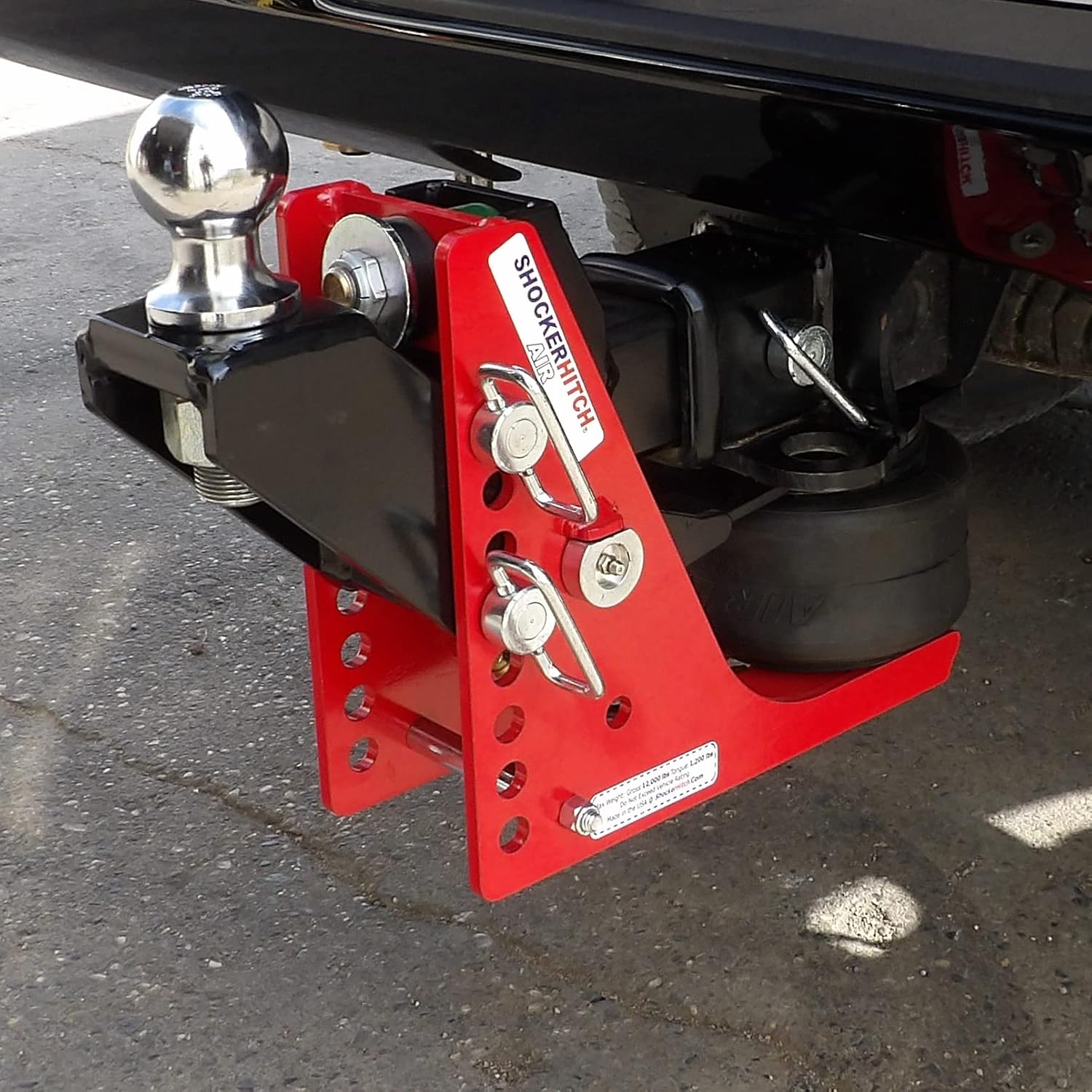 Shocker Air Receiver Hitch with Raised Ball Mount (+2" of Rise to 2" of Drop), Fits 2-1/2" Hitch, Has 2" Ball, 12000 lbs