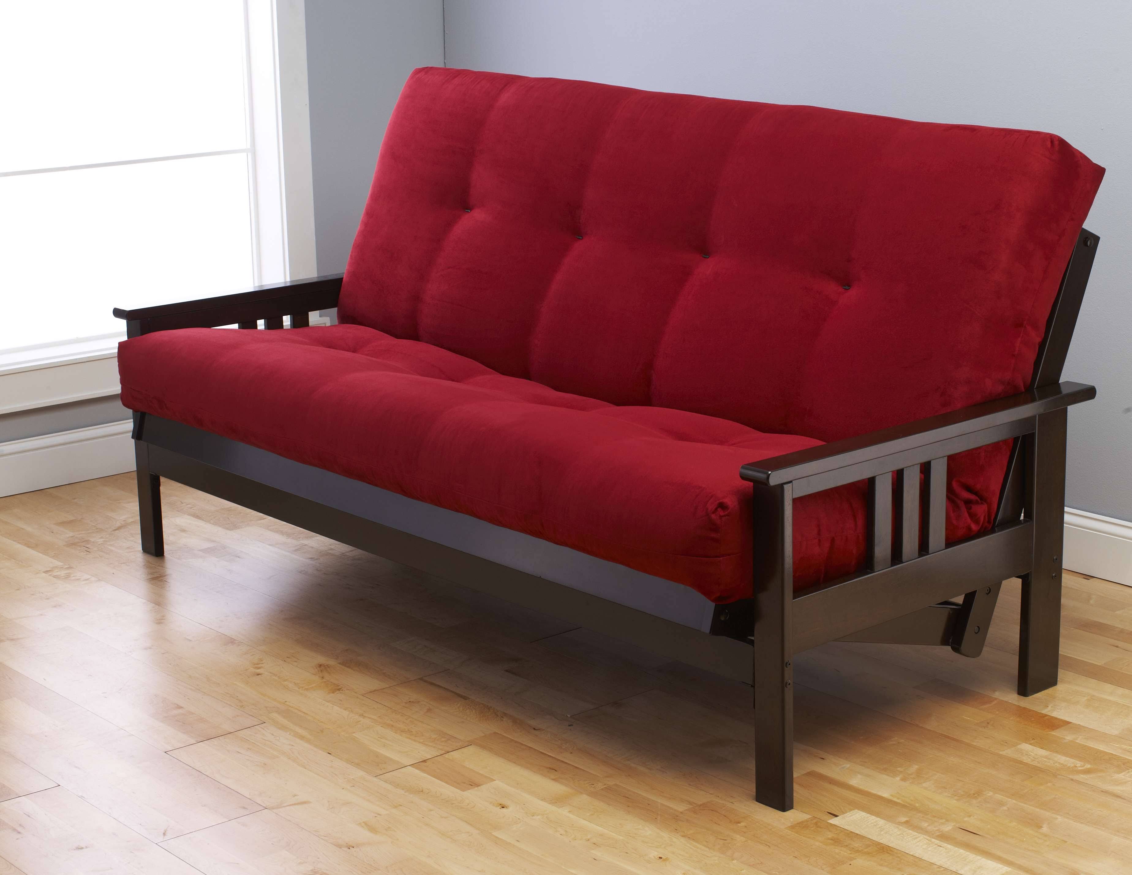 Kodiak Monterey Espresso Queen Futon with Suede Red Mattress
