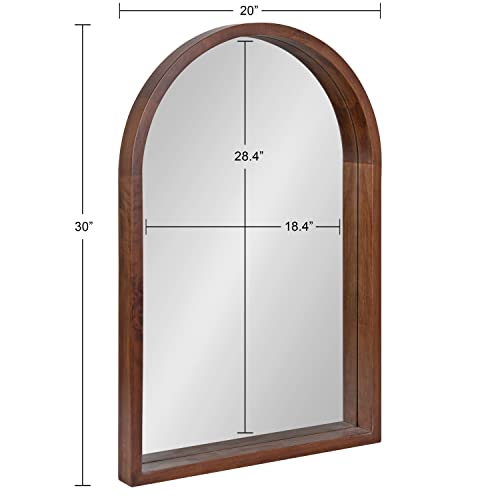 Kate and Laurel Hutton Rustic Modern Farmhouse Arch Mirror, 24" x 36", Natural Wood Finish