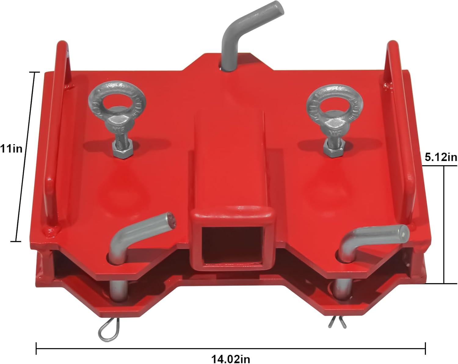 2" Trailer Hitch Receiver for Dual Pallet Forks, Forklift 2" Insert Towing Adapter Attachment