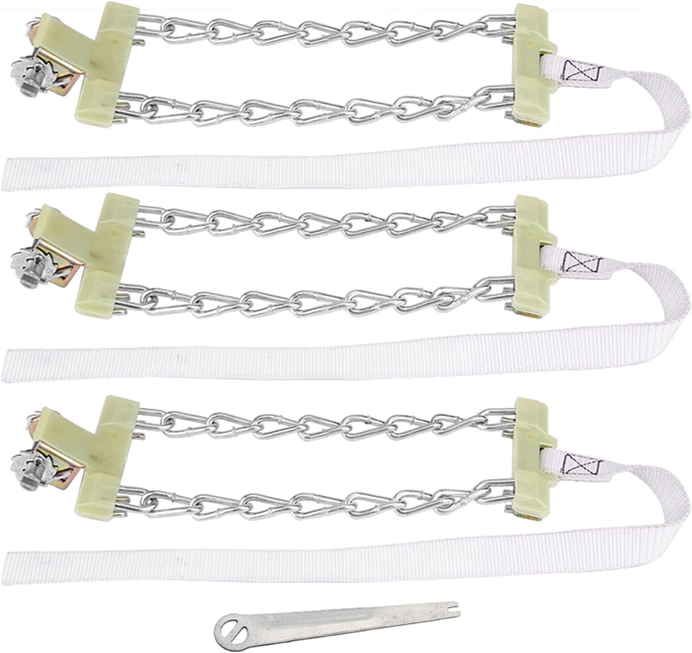 Steel Tire Chain, 3pcs Anti Skid Tire Chain Winter Security Tyre Belt Tire Chain Clips for Car Truck SUV(L)