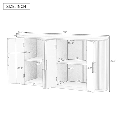47" Accent Storage Cabinet with 2 Metal Handles and 2 Doors, Wooden Buffet Cabinet Sideboard with Adjustable Shelf for Hallway Entryway Living Room Bedroom (Beige-2 Metal Handles)