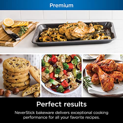 Ninja Foodi NeverStick Premium Bakeware Sheet Set, Oven Safe up to 500⁰F, with Baking Sheet, Loaf Pan, 12 Cup Muffin Pan, & Round Cake Pans, Grey