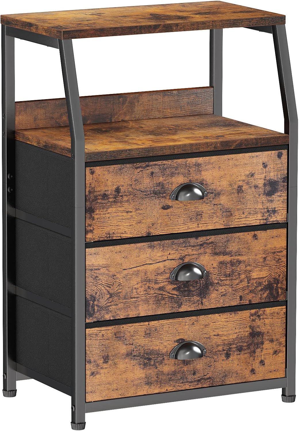 Furnulem Vertical End Table and Nightstand for Bedroom, Wide Dresser with 9 Large Drawers for 55'' Long TV Stand Entertainment Center for Bedroom,Living Room,Closet,Entryway,Sturdy Metal Frame