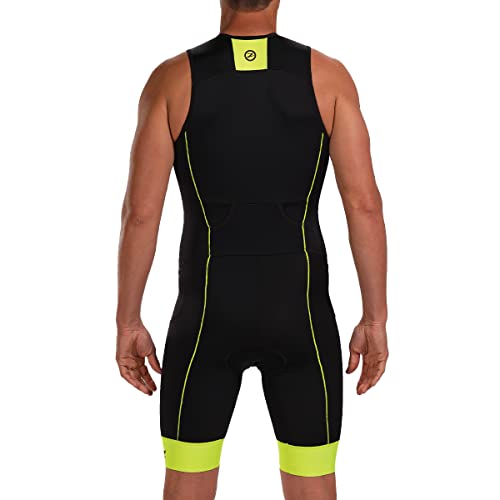 Zoot Men’s Core Tri Tank Racesuit, Sleeveless Triathlon Suit, Swim Bike Run Chamois Pad, Pockets, UPF 50+ Quick Dry Fabric
