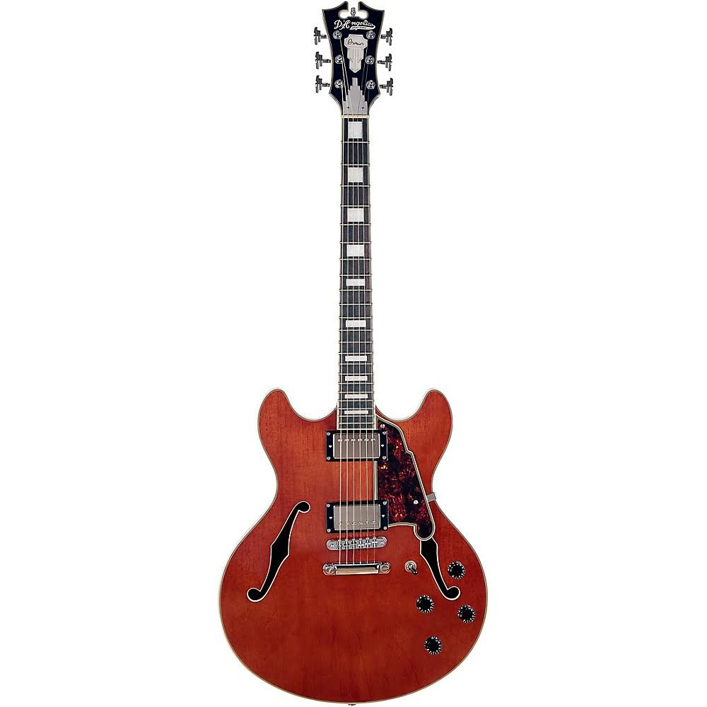 D'Angelico Premier Series DC Boardwalk Semi-Hollow Electric Guitar with Seymour Duncan Humbuckers Walnut Stain 194744288708