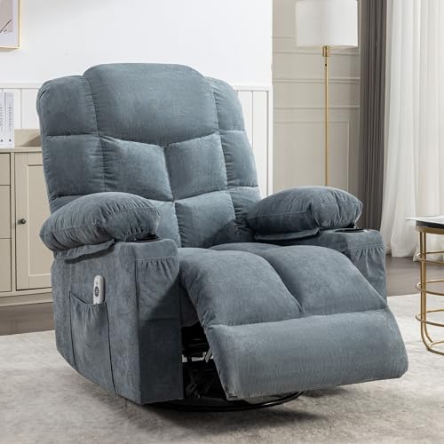 Recliner Chair Electric Recliner Chairs Home Theater Seating with Lumbar Support Glider Recliner Nursery Chair with Cup Holders Fabric Massage Chair Recliner with Heat (Brown)