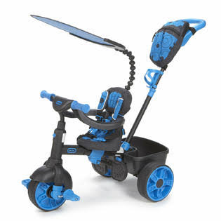 Little Tikes Kids Trike Push Handle Non-Slip Pedal with Shade Canopy (Blue)