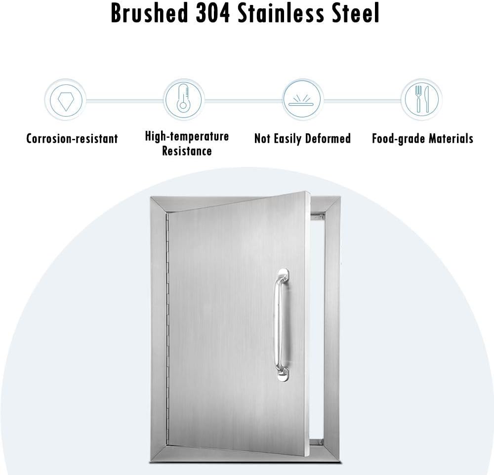 Karpevta Outdoor Kitchen Doors 14''W X 20''H Inch BBQ Access Door - Stainless Steel Single Wall Construction Vertical Door for Outdoor Kitchen Grilling Station or Commercial BBQ Island