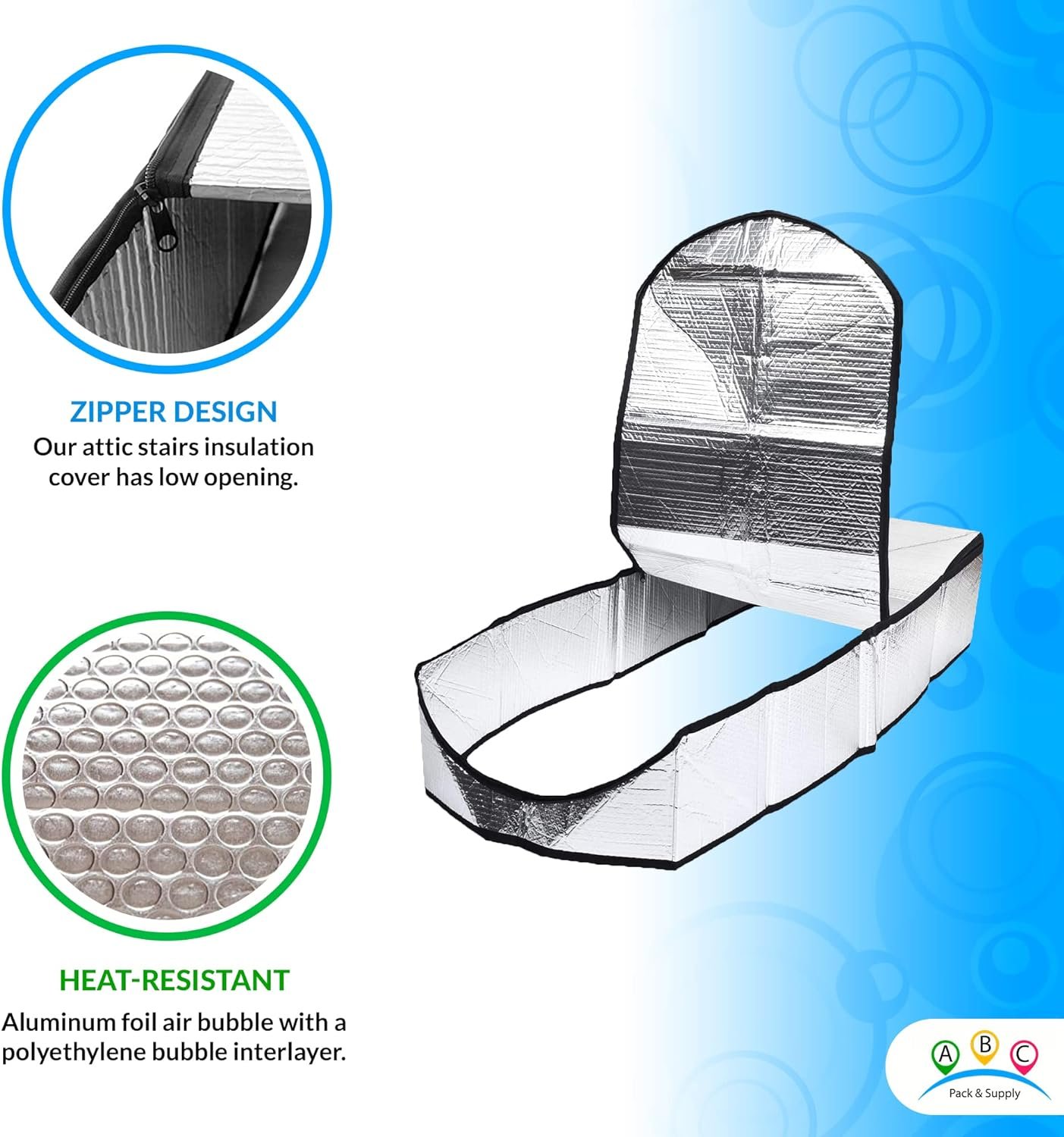 Attic Stairs Insulation Cover 25x54x11 Pack of 10 Attic Door Insulation Covers R-Value 230 GSM Attic Insulation Cover Attic Fan Insulation Cover, Attic Tent Insulation Cover with Zipper Access