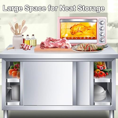 CMYAOYC - Stainless Steel Prep Table, Metal Table, Commercial Work Table with Backsplash and Undershelf for Kitchen Restaurant