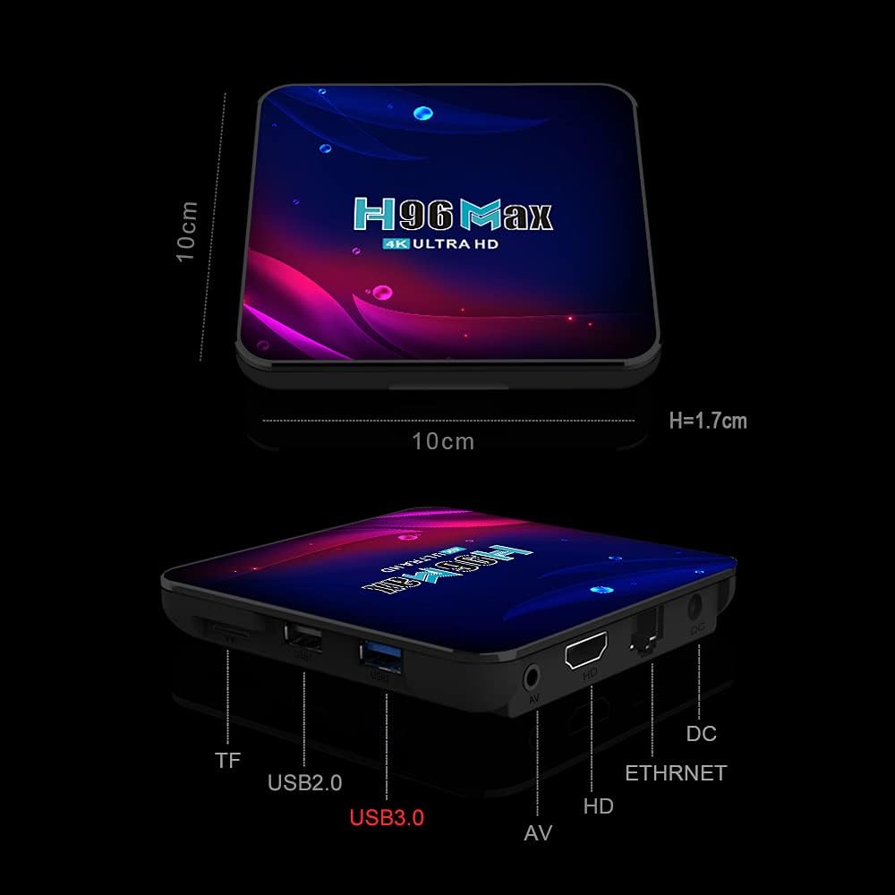 Smart TV Box 4G+64GB H96 Max Android 11.0 RK3318 Quad-Core with 2.4G WiFi 4K Ultra HD H.265 Streaming Media Player Pack of 2