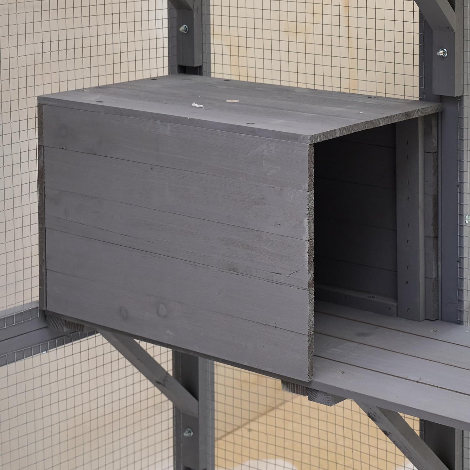 Large Indoor Cat Enclosure, Wooden Large Cat Villa, Indoor/Outdoor Cat Enclosure with Wheels, Multi-Feature Enclosed Cat Houses for Indoor Cats Ventilation Glass Doors, 38" X 32" X 24"