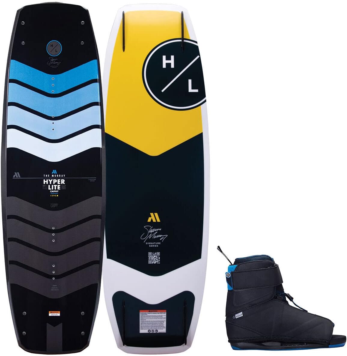 Hyperlite Murray Pro Mens Wakeboard 134 W/Session Bindings Black/Yellow 134cm/(7-10.5)