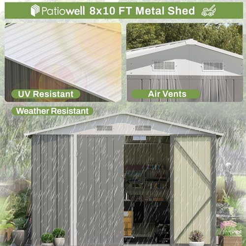 Patiowell 3 x 3 FT Outdoor Storage Shed,Small Garden Tool Storage Shed with Sloping Roof and Single Lockable Door, Outdoor Shed for Backyard Garden Patio Lawn, Grey