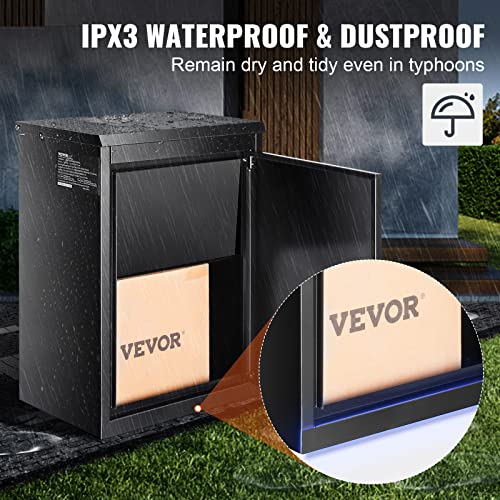 VEVOR Package Delivery Boxes for Outside, Extra Large Mailbox for Parcel Wall Mounted Lockable, Galvanized Steel Parcel Drop Box with Anti-Theft Baffle, IPX3 Waterproof for Porch, Curbside