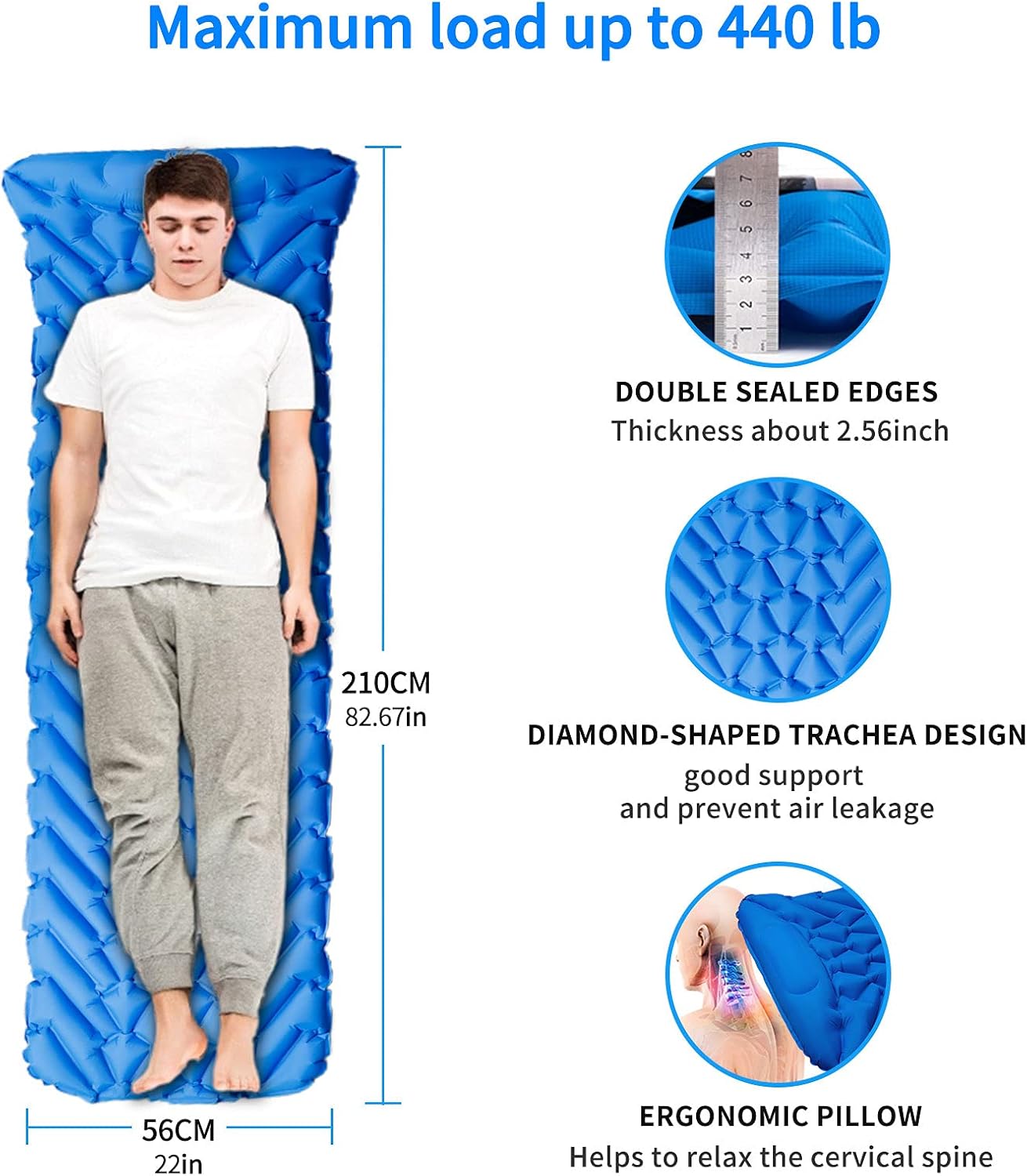 Camping Sleeping Pad, Ultralight Sleeping Mat for Backpacking, Hiking Air Mattress - Extra Long, Lightweight, Inflatable & Compact Camp Sleep Mat, Inflating Camping Pads