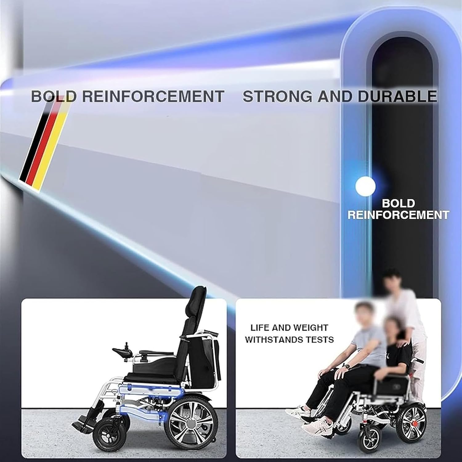 All Terrain Heavy Duty Powerful Dual Motor Foldable Electric Wheelchair Motorized Power Wheelchairs. Supports Up to 330 Lbs