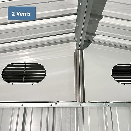 8 x 6 FT Outdoor Storage Shed, Metal Garden Shed with Two Lockable Sliding Doors, Tool Shed Outdoor Storage with Four Air Vents, Storage House Waterproof for Backyard, Lawn, Dark Gray