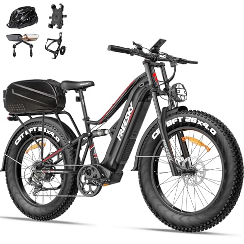 FREESKY 2000W Electric Bike with BAFANG Motor & 48V 30Ah Samsung Cells Battery, 35MPH Max Speed, 120 Miles Range, Full Suspension Mountain Ebike for Adult, 26" Fat Tires, Smart Keys, Hydraulic Brakes